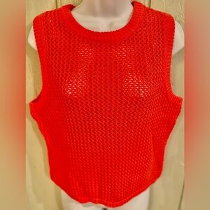 NWT. Toccin Vibrant Pink Crochet Racer Tank Top - FINAL PRICE